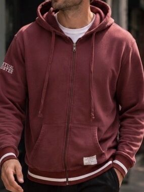 Zip up Spiritual Gangster Maroon Hoodie M